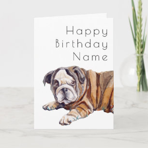 Bulldog Puppy Deco Birthday Kort
