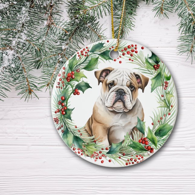 Bulldog Puppy Holly God God jul Julgransprydnad Keramik (Skapare uppladdad)