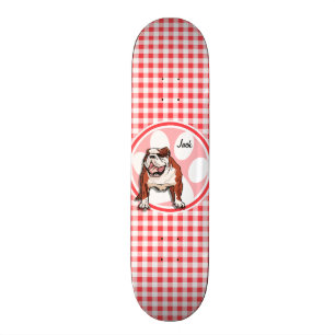 Bulldog; Red and White Gingham Skateboard Bräda 21,5 Cm