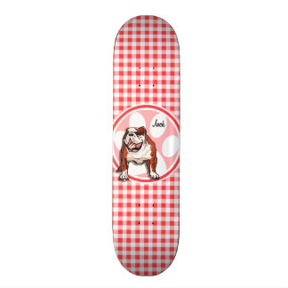 Bulldog; Red and White Gingham Skateboard Bräda 21,5 Cm
