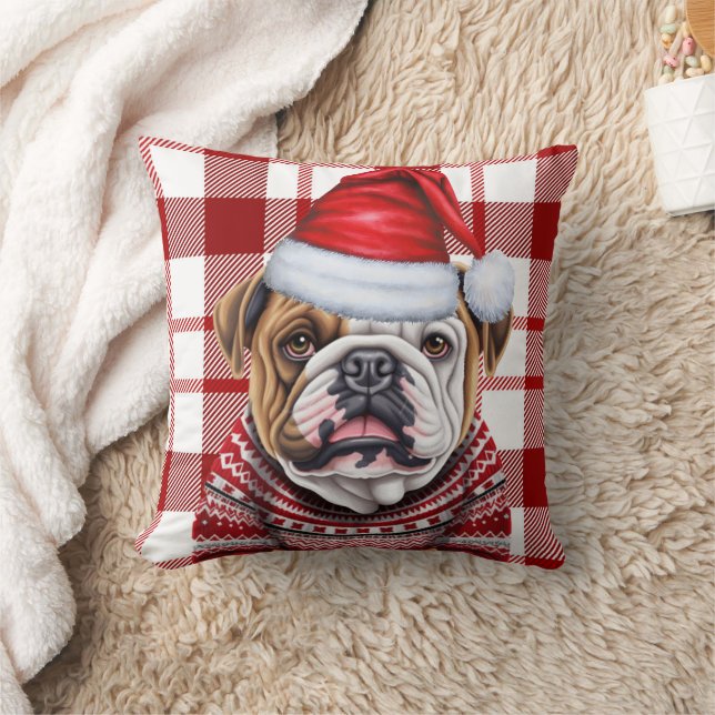 Bulldog Red and White Play-Helgdag Kudde (Filt)