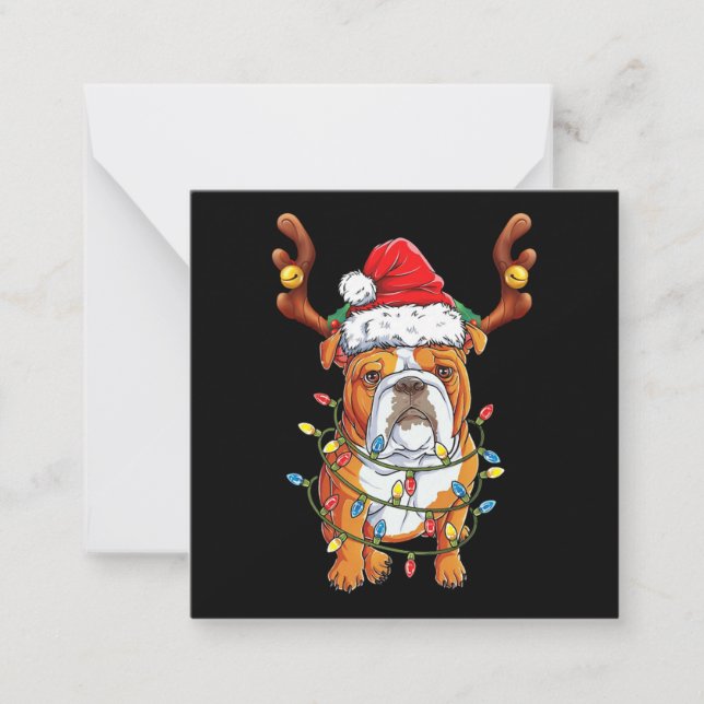 Bulldog Reindeer Funny jul Anteckningskort (Framsida)
