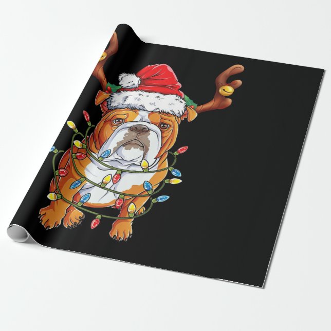 Bulldog Reindeer Funny jul Presentpapper (Utrullad)