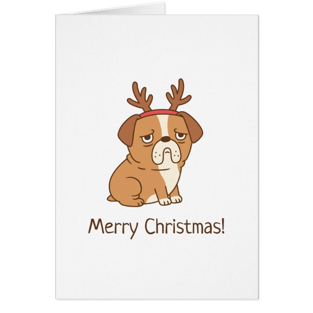 Bulldog Renhorn Glad jul hälsning Hälsningskort (Framsidan)