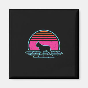 Bulldog Retro Vintage 80s Stil Hund älskare Gift Magnet