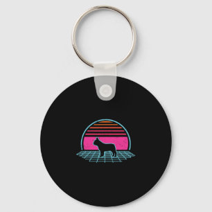 Bulldog Retro Vintage 80s Stil Hund älskare Gift Nyckelring