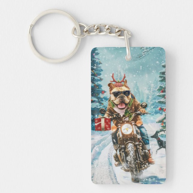 Bulldog Ridning Motorcykel Jul (Framsidan)