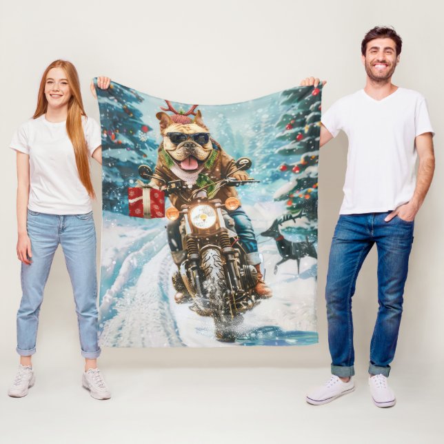 Bulldog Ridning Motorcykel Jul Fleecefilt (På plats)
