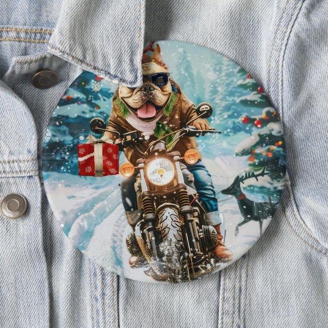 Bulldog Ridning Motorcykel Jul Knapp (In Situ)