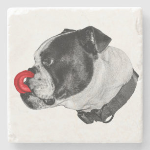 Bulldog Röd Accent Coaster Stenunderlägg