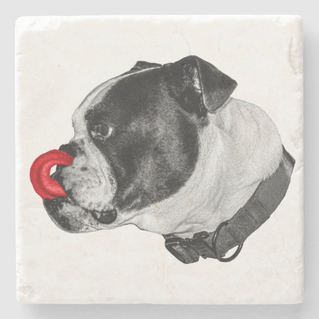 Bulldog Röd Accent Coaster Stenunderlägg (Framsidan)