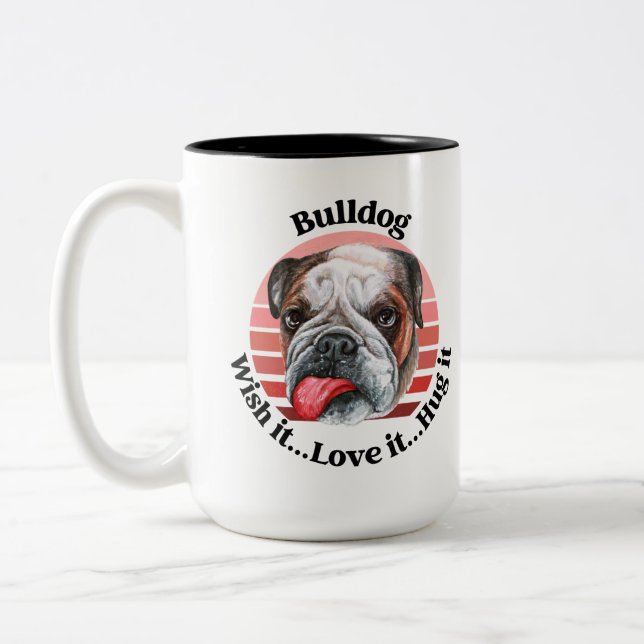 Bulldog roligt citat Tvåtons kaffemugg (Vänster)