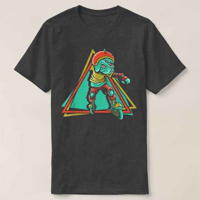 Bulldog Roller SkaterInline Skating T Shirt (Design framsida)