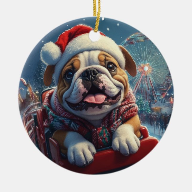 Bulldog Roller Underlägg jul Julgransprydnad Keramik (Framsidan)