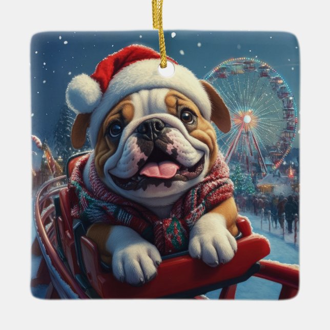 Bulldog Roller Underlägg jul Julgransprydnad Keramik (Framsida)