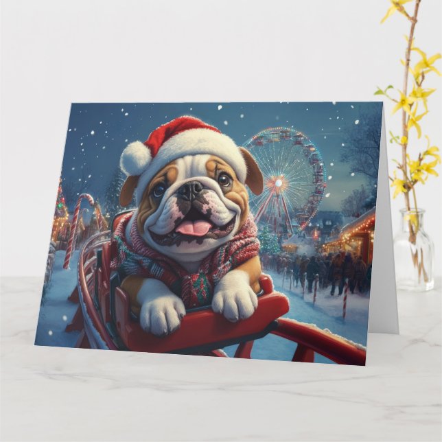 Bulldog Roller Underlägg jul Kort (Gul blomma)