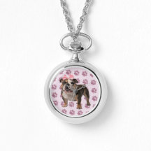 Bulldog Rosa Tassar Silver Necklace Watch