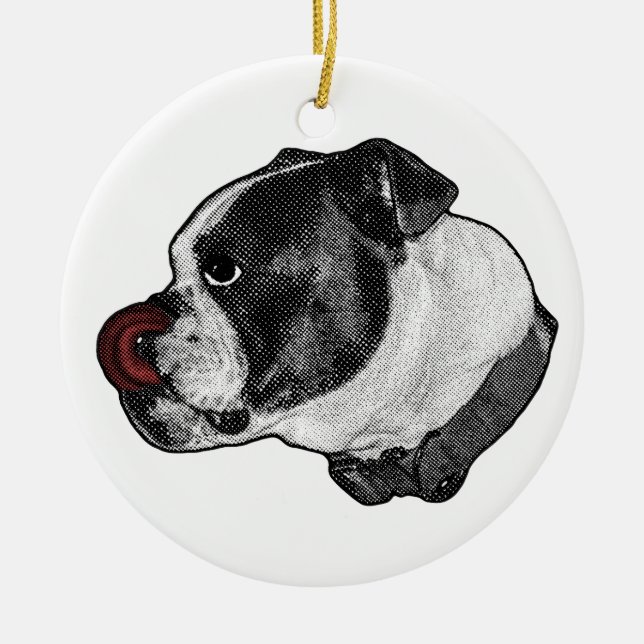 Bulldog Ruby Keepsake Julgransprydnad Keramik (Framsidan)