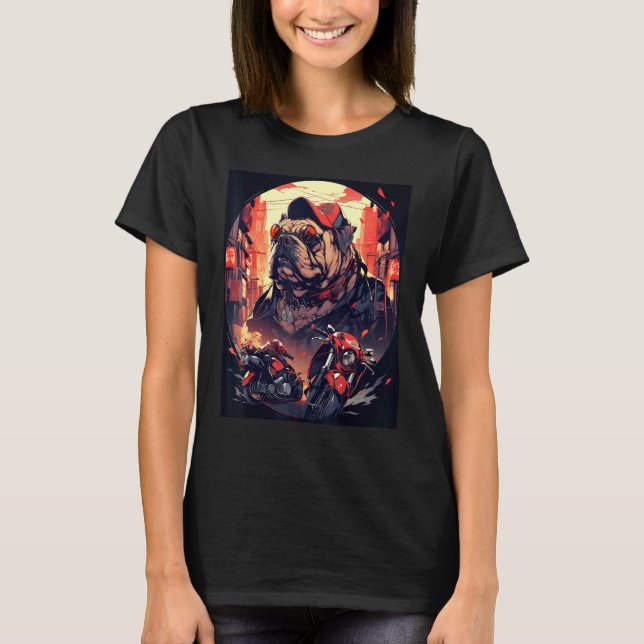 Bulldog s Midnight Road Trip Night Riders T Shirt (Framsida)