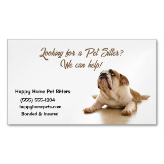 Bulldog Sadly Tittar för en Pet Sitter Dog Walker Magnetiska Visitkort