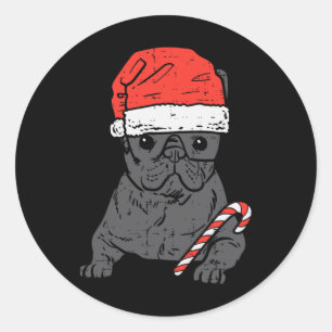 Bulldog Santa Frenchie Hund jul Julafton Kvinnor Runt Klistermärke