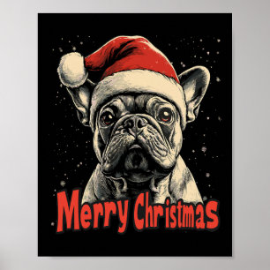 Bulldog Santa Hat God jul Julafton Hund älskare P Poster