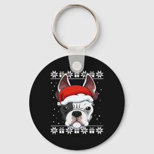 Bulldog Santa Hat jul Pajama Cute Hund Ugly X Nyckelring
