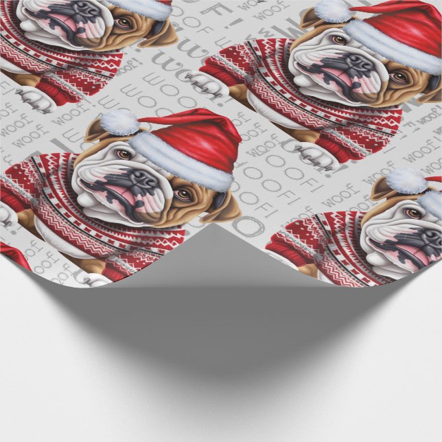 Bulldog Santa jul för Hundälskare Presentpapper (Hörn)