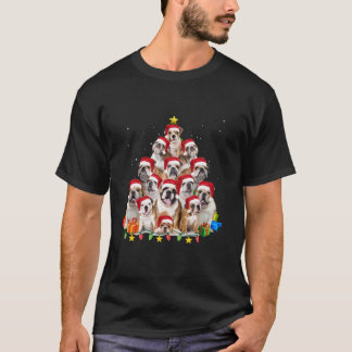 Bulldog Santa Julgran Ljus Boys Girls Mer T Shirt
