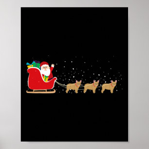 Bulldog Santa Sleigh - Roligt Bulldog Julafton Poster