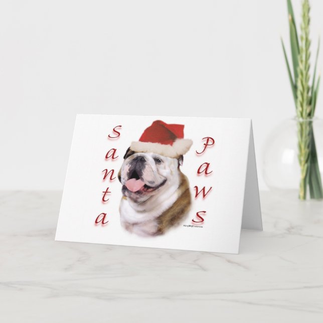 Bulldog Santa Tassar Helgkort (Framsida)