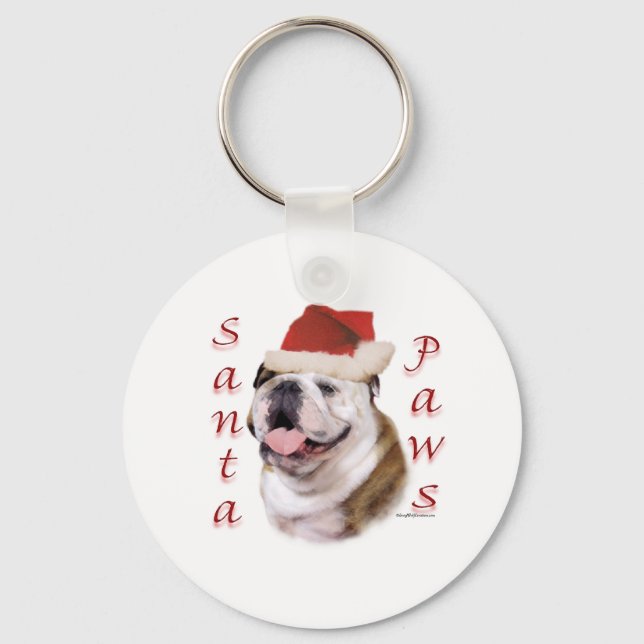 Bulldog Santa Tassar Nyckelring (Framsida)