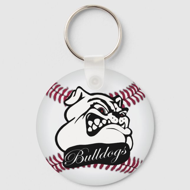 Bulldog School Team Mascot Baseball Nyckelring (Framsida)