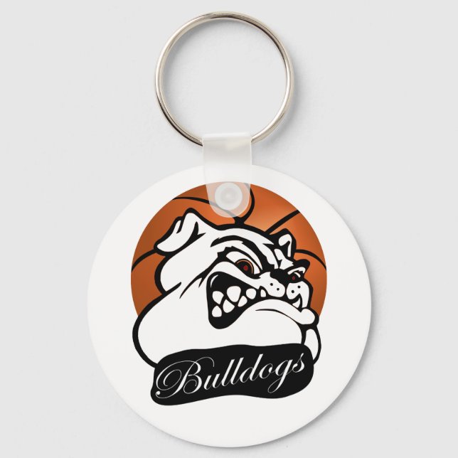 Bulldog School Team Mascot Basketball Nyckelring (Framsida)