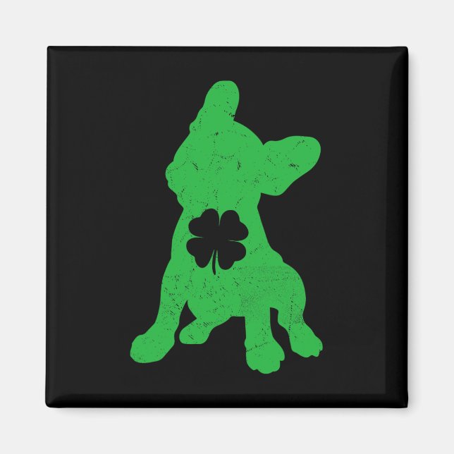 Bulldog Shamrock St Patrick Day Owner Frenchie Hun Magnet (Framsidan)