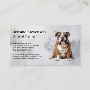 Bulldog Sitta Down Hund Trainer Visitkort
