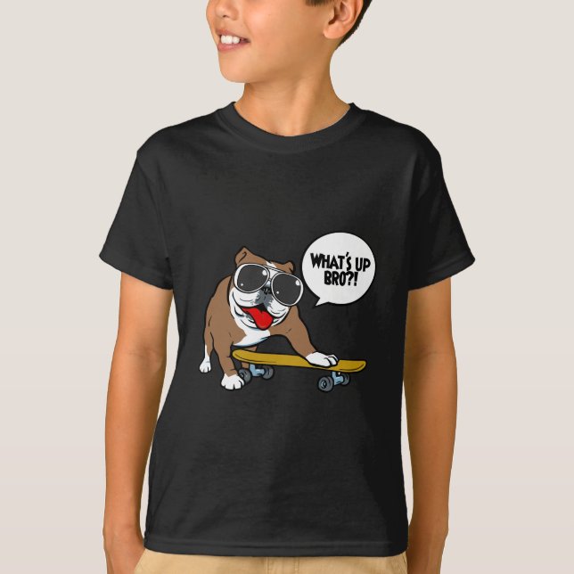 Bulldog Skateboarder T-shirt (Framsida)