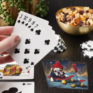 Bulldog Skater Monogram-ungar Gamla Maid-spel Casinokort
