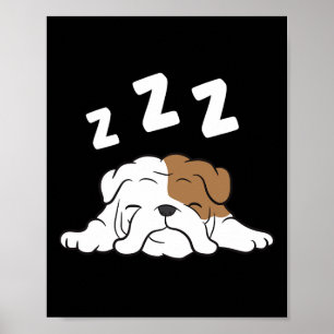 Bulldog Sleeping Bulldog Pajama Roligt Bulldog Poster