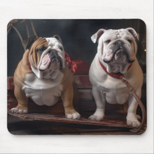 Bulldog Snowy släde juldekoration Musmatta
