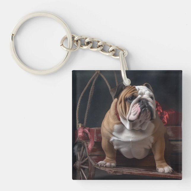Bulldog Snowy Sleigh-juldekalor (Framsidan)