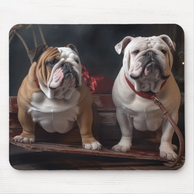 Bulldog Snowy Sleigh-juldekalor Musmatta (Framsidan)