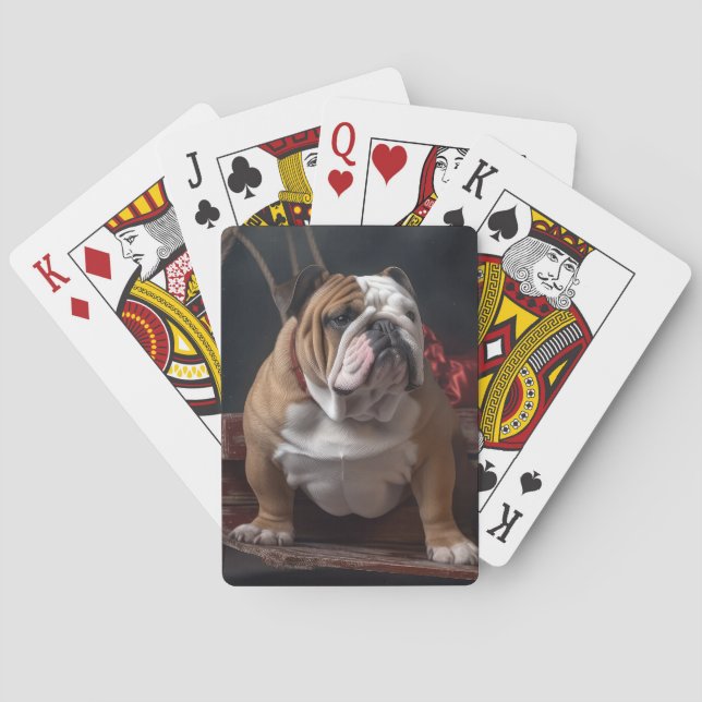 Bulldog Snowy Sleigh Juldekoration Casinokort (Baksidan)