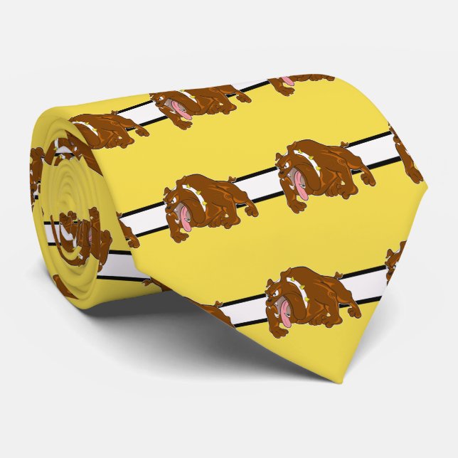 Bulldog Sports Team Gult White Necktie Slips (Rullad)