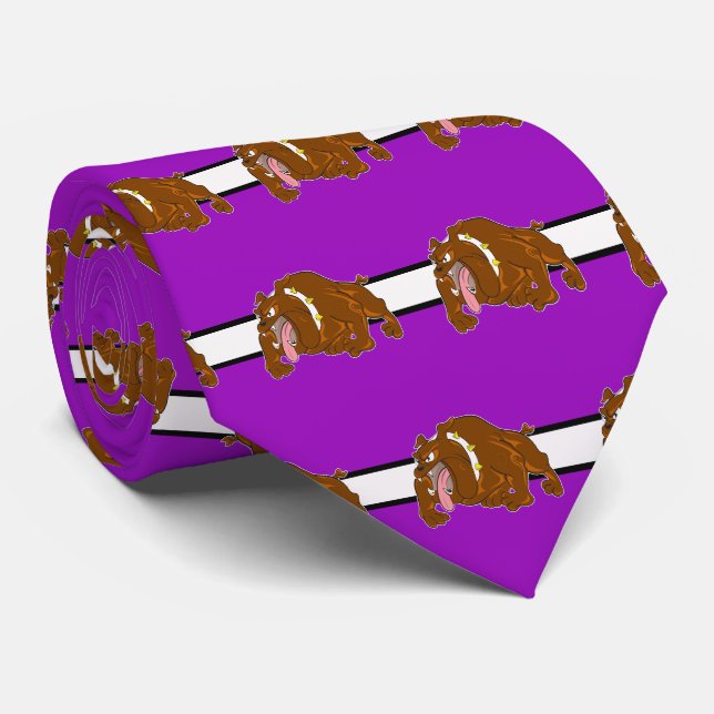 Bulldog Sports Team Lila White Necktie Slips (Rullad)