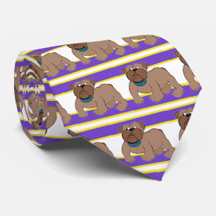 Bulldog Sports Team Lila White Necktie Slips