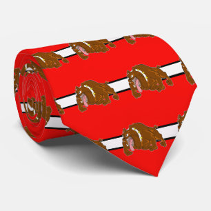Bulldog Sports Team Red White Necktie Slips