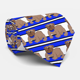 Bulldog Sports Team White Blue Necktie Slips