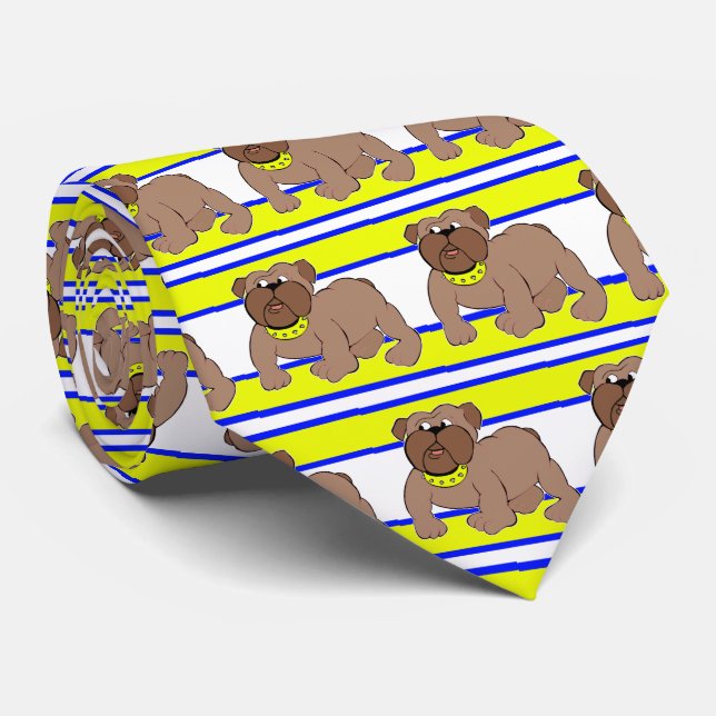 Bulldog Sports Team White Gult Necktie Slips (Rullad)