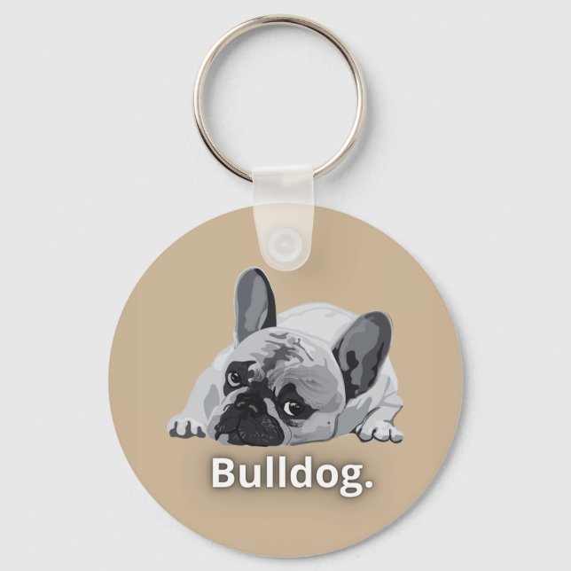 Bulldog Starkt Ansiktsdesign Nyckelring (Framsida)